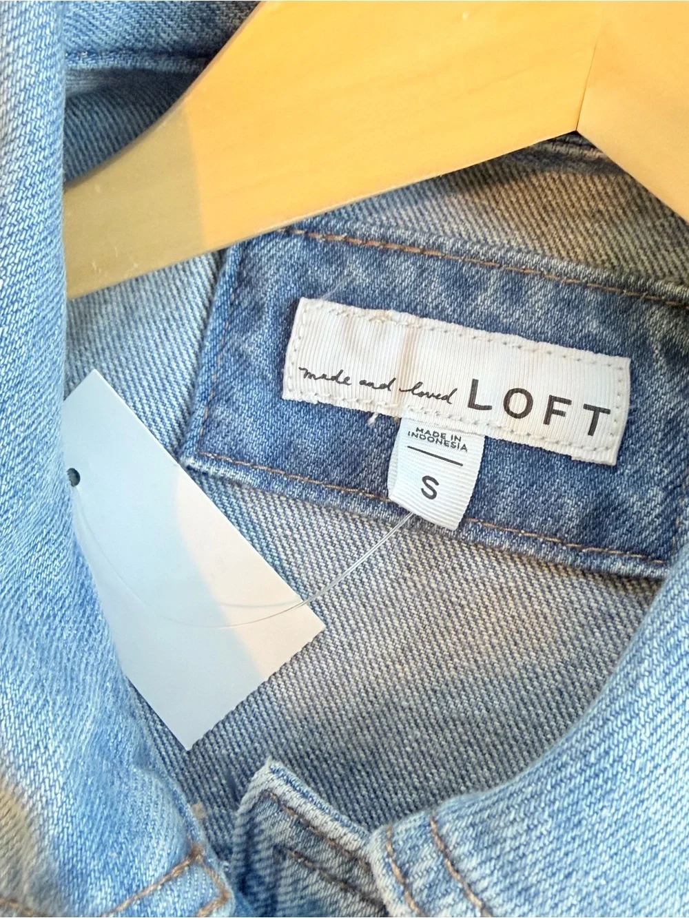 NEW LOFT Oversized Denim Long Sleeve Adjustable Waist Utility Jacket Size S - Picture 8 of 9